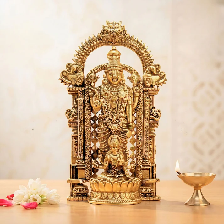 Gold Plated Shri Venkateswara & Mahalakshmi Idol